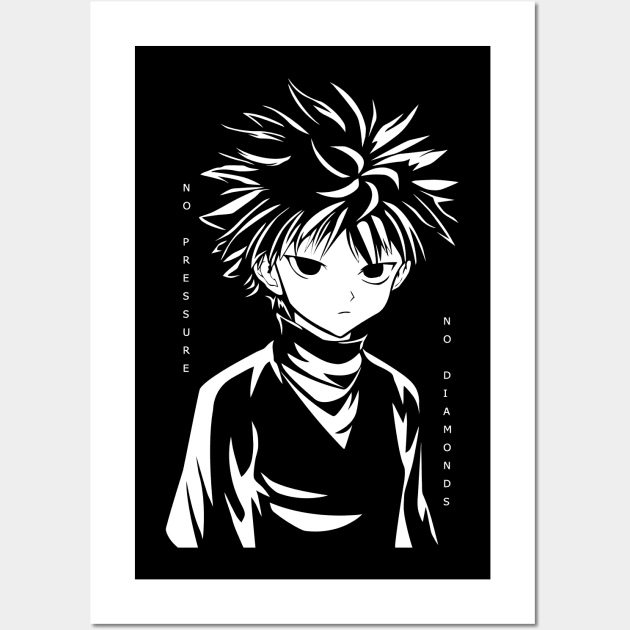 Killua No Pressure No Diamonds Wall Art by Planet of Tees